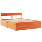 Casa si Gradina - Mobilier - Paturi si accesorii - Paturi - Cadru de pat cu sertare maro ceruit, 160x200 cm, lemn masiv pin - Infinity.ro