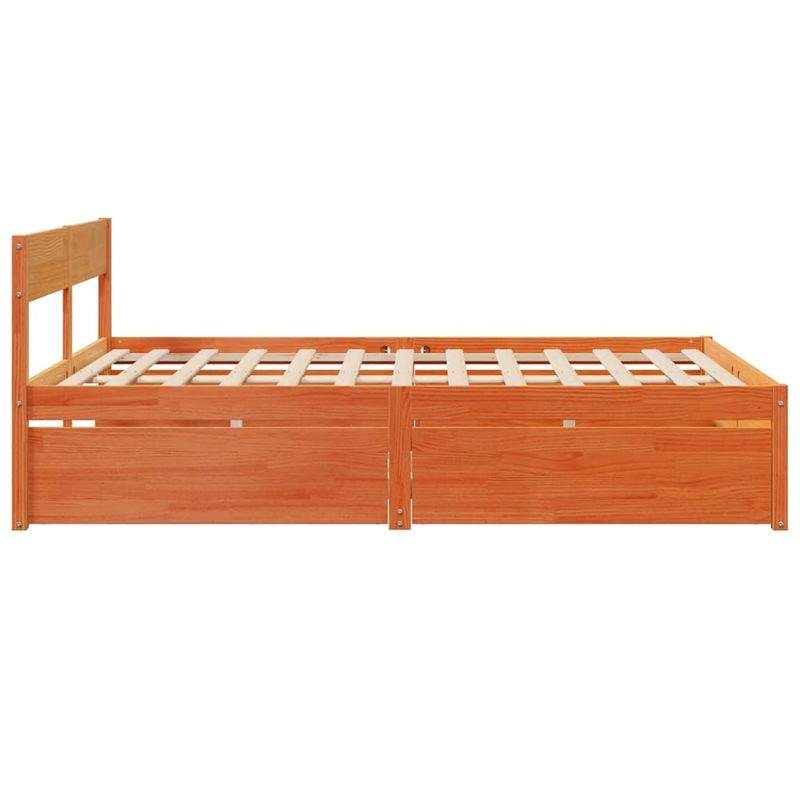 Casa si Gradina - Mobilier - Paturi si accesorii - Paturi - Cadru de pat cu sertare maro ceruit, 160x200 cm, lemn masiv pin - Infinity.ro