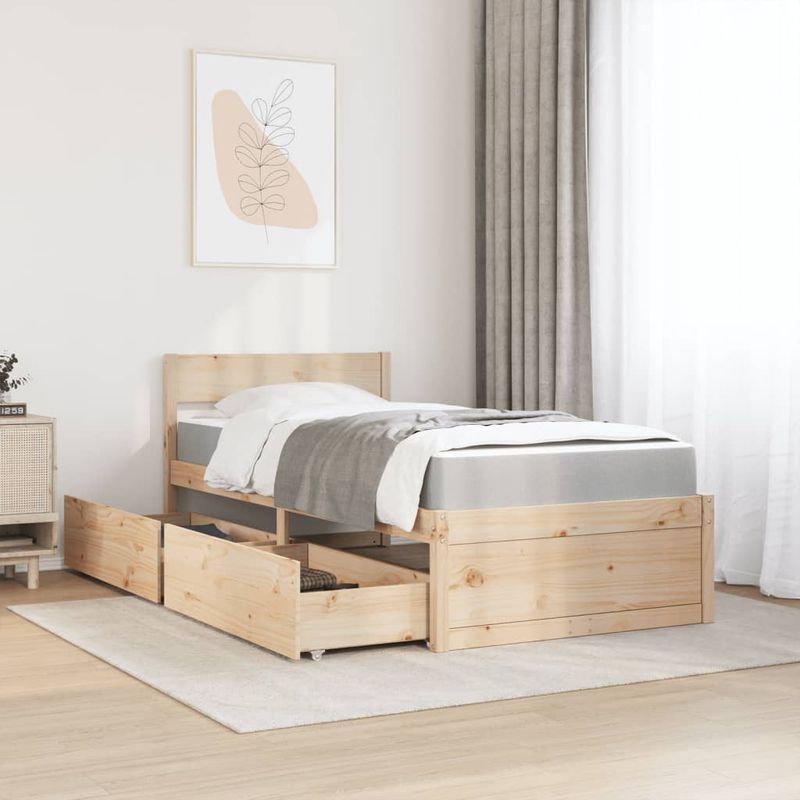 Casa si Gradina - Mobilier - Paturi si accesorii - Paturi - Cadru de pat cu tablie, 100x200 cm, lemn masiv pin - Infinity.ro
