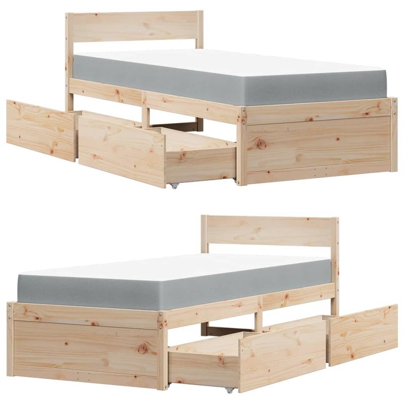 Casa si Gradina - Mobilier - Paturi si accesorii - Paturi - Cadru de pat cu tablie, 100x200 cm, lemn masiv pin - Infinity.ro