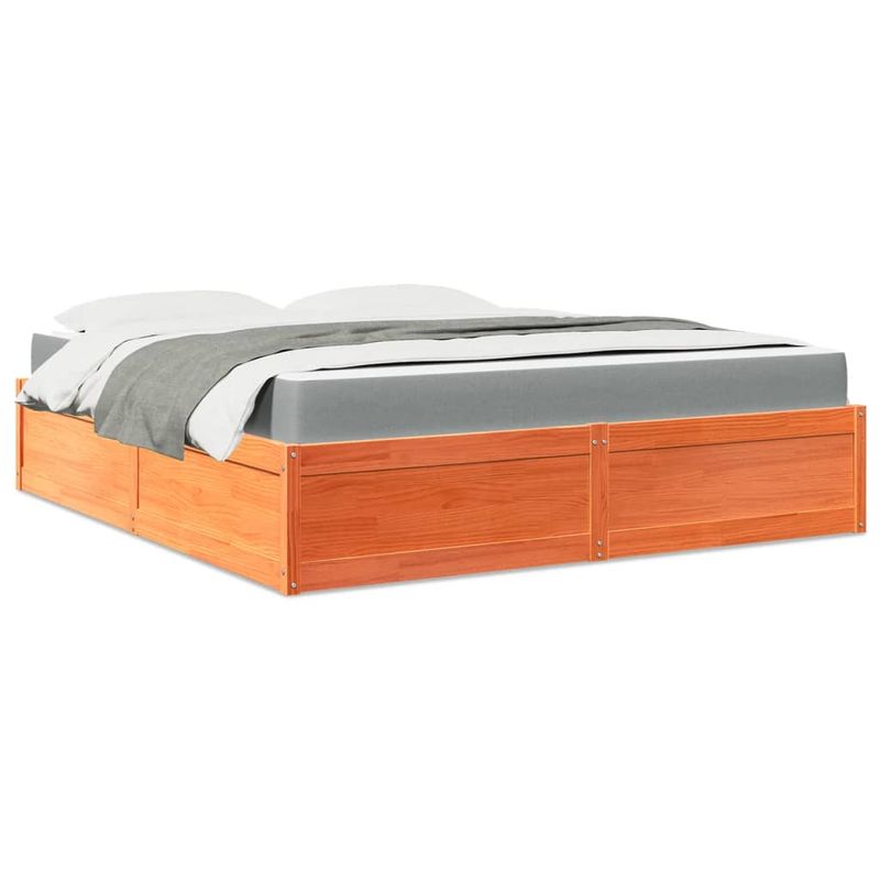 Casa si Gradina - Mobilier - Paturi si accesorii - Paturi - Pat cu saltea, maro ceruit, 180x200 cm, lemn masiv pin - Infinity.ro