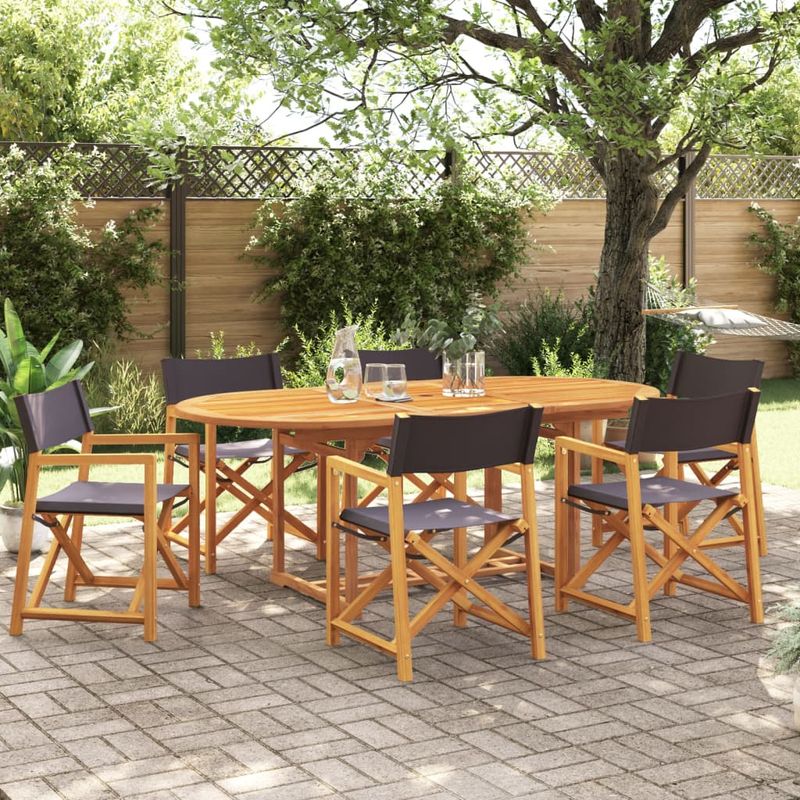 Casa si Gradina - Gradina si terasa - Mobilier exterior - Scaune si sezlonguri gradina - Scaune de gradina pliabile, 6 buc., tesatura gri inchis - Infinity.ro