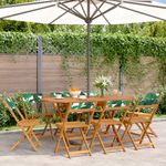 Casa si Gradina - Gradina si terasa - Mobilier exterior - Scaune si sezlonguri gradina - Scaune de gradina pliabile 8 buc., textil verde/lemn masiv - Infinity.ro