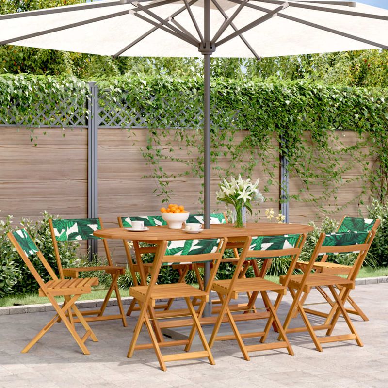 Casa si Gradina - Gradina si terasa - Mobilier exterior - Scaune si sezlonguri gradina - Scaune de gradina pliabile 8 buc., textil verde/lemn masiv - Infinity.ro