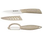 Casa si Gradina - Bucatarie si vesela - Vesela si tacamuri - Cutite si seturi de cutite - Set cutite AMBITION Skiv, 2 piese, include curatator legume, alb, lama ceramica - Infinity.ro