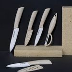 Casa si Gradina - Bucatarie si vesela - Vesela si tacamuri - Cutite si seturi de cutite - Set cutite AMBITION Skiv, 2 piese, include curatator legume, alb, lama ceramica - Infinity.ro
