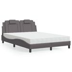 Casa si Gradina - Mobilier - Paturi si accesorii - Paturi - Pat cu saltea, gri, 140x200 cm, piele ecologica - Infinity.ro