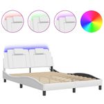 Casa si Gradina - Mobilier - Paturi si accesorii - Paturi - Cadru de pat cu lumini LED, alb, 140x200 cm, piele ecologica - Infinity.ro