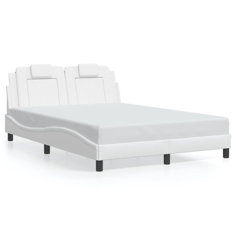 Casa si Gradina - Mobilier - Paturi si accesorii - Paturi - Cadru de pat cu lumini LED, alb, 140x200 cm, piele ecologica - Infinity.ro