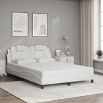 Casa si Gradina - Mobilier - Paturi si accesorii - Paturi - Cadru de pat cu lumini LED, alb, 140x200 cm, piele ecologica - Infinity.ro