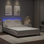 Casa si Gradina - Mobilier - Paturi si accesorii - Paturi - Cadru de pat cu lumini LED, alb, 140x200 cm, piele ecologica - Infinity.ro
