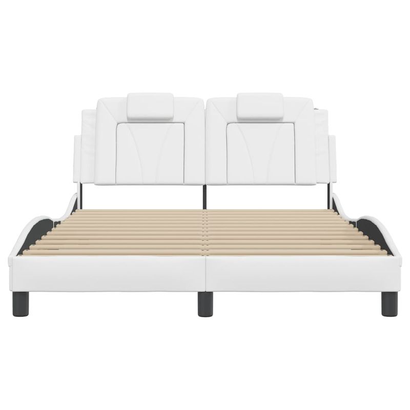 Casa si Gradina - Mobilier - Paturi si accesorii - Paturi - Cadru de pat cu lumini LED, alb, 140x200 cm, piele ecologica - Infinity.ro