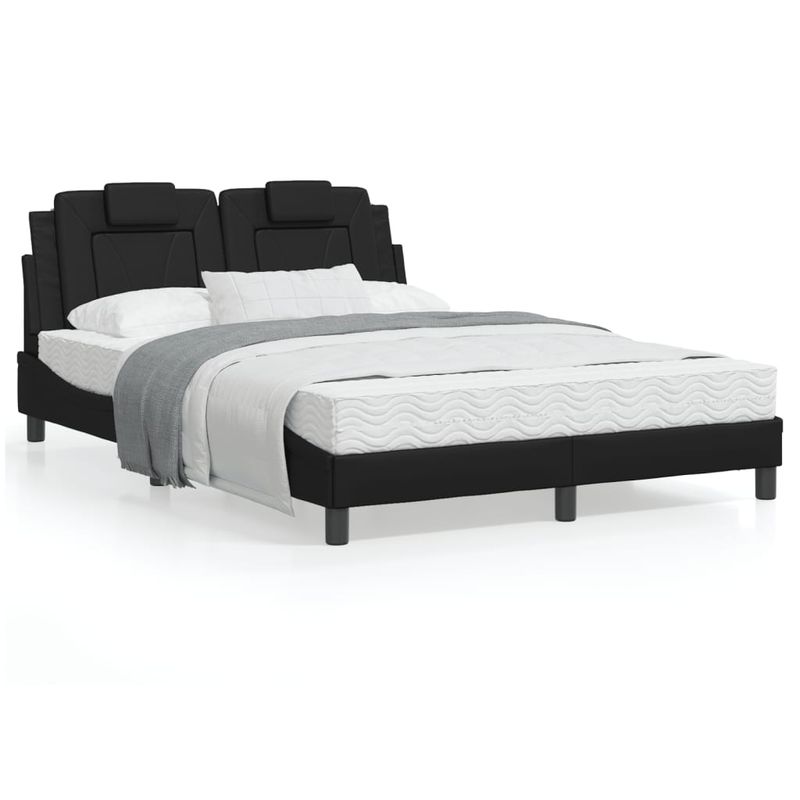 Casa si Gradina - Mobilier - Paturi si accesorii - Paturi - Cadru de pat cu tablie, negru, 140x190 cm, piele ecologica - Infinity.ro