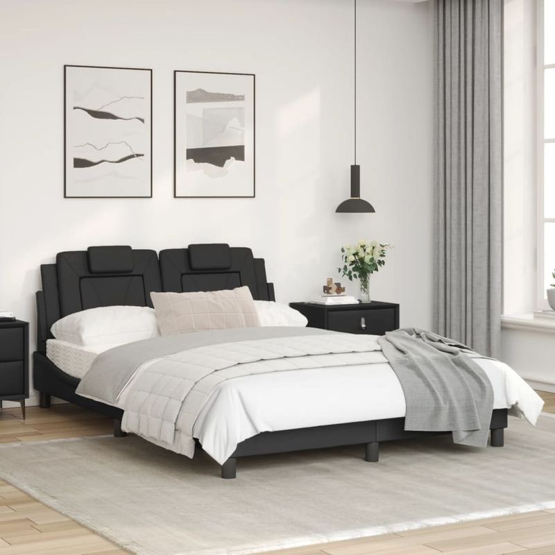 Casa si Gradina - Mobilier - Paturi si accesorii - Paturi - Cadru de pat cu tablie, negru, 140x190 cm, piele ecologica - Infinity.ro
