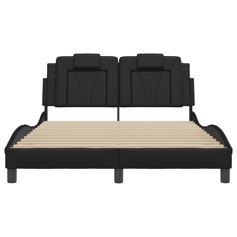 Casa si Gradina - Mobilier - Paturi si accesorii - Paturi - Cadru de pat cu tablie, negru, 140x190 cm, piele ecologica - Infinity.ro