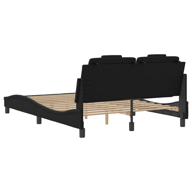 Casa si Gradina - Mobilier - Paturi si accesorii - Paturi - Cadru de pat cu tablie, negru, 140x190 cm, piele ecologica - Infinity.ro