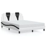 Casa si Gradina - Mobilier - Paturi si accesorii - Paturi - Cadru de pat lumini LED, alb/negru, 140x190 cm, piele ecologica - Infinity.ro