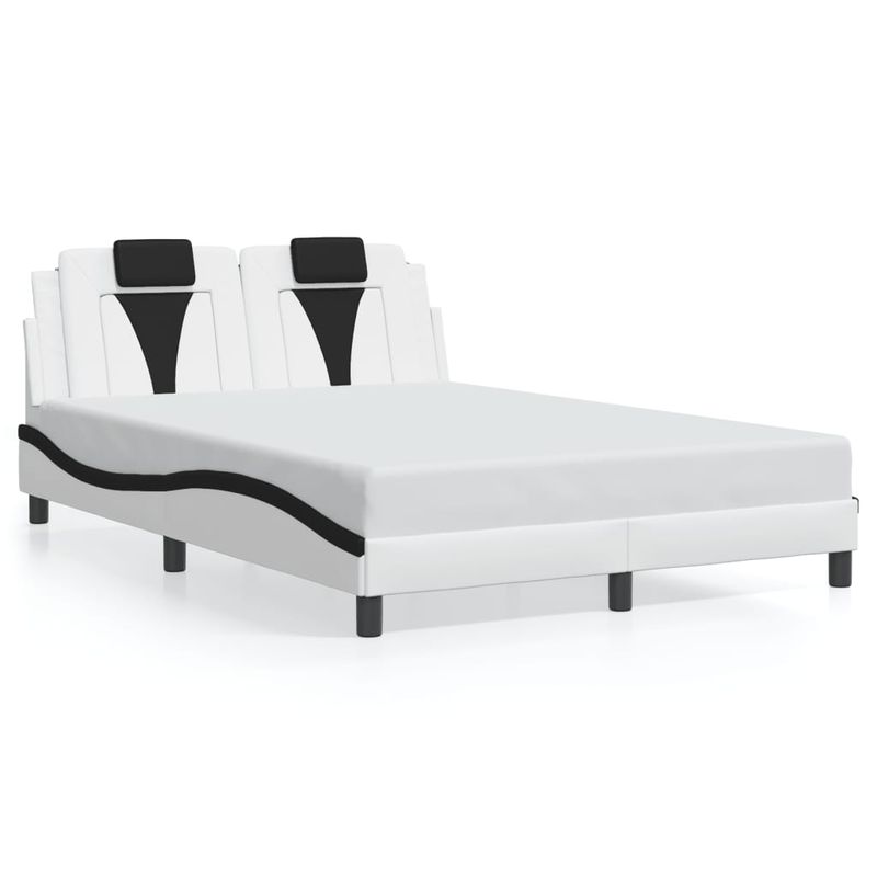 Casa si Gradina - Mobilier - Paturi si accesorii - Paturi - Cadru de pat lumini LED, alb/negru, 140x190 cm, piele ecologica - Infinity.ro