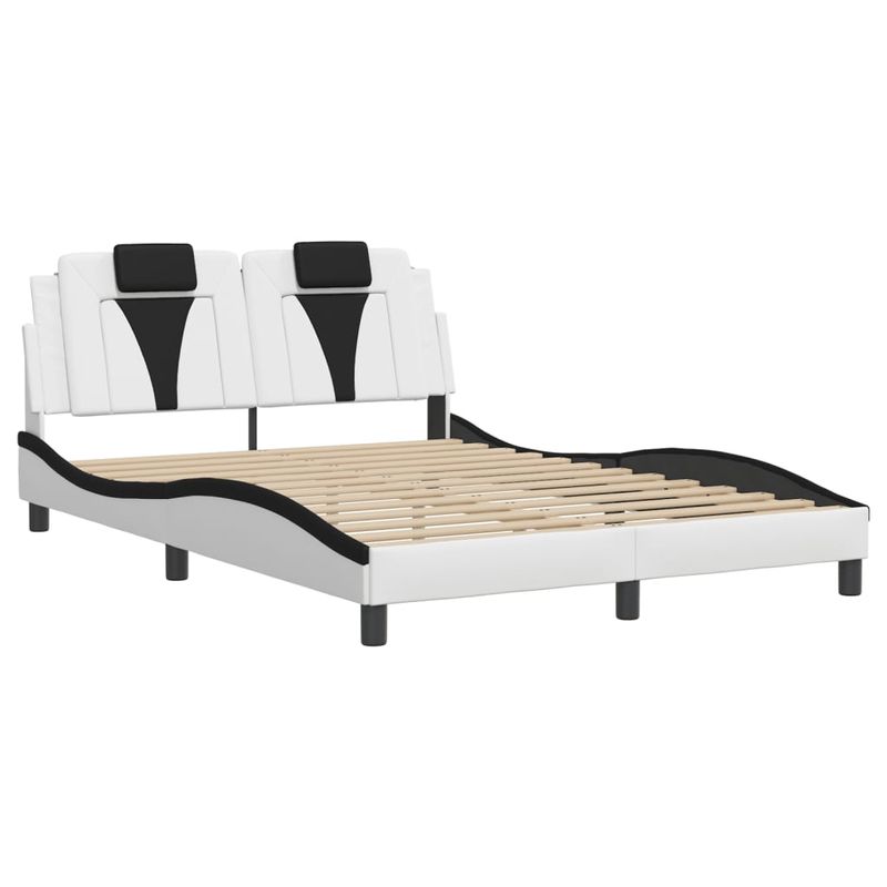 Casa si Gradina - Mobilier - Paturi si accesorii - Paturi - Cadru de pat lumini LED, alb/negru, 140x190 cm, piele ecologica - Infinity.ro