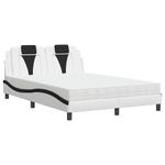 Casa si Gradina - Mobilier - Paturi si accesorii - Paturi - Pat cu saltea, alb si negru, 140x200 cm, piele ecologica - Infinity.ro