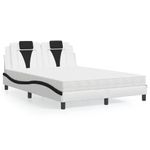 Casa si Gradina - Mobilier - Paturi si accesorii - Paturi - Pat cu saltea, alb si negru, 140x200 cm, piele ecologica - Infinity.ro