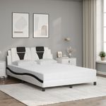 Casa si Gradina - Mobilier - Paturi si accesorii - Paturi - Pat cu saltea, alb si negru, 140x200 cm, piele ecologica - Infinity.ro