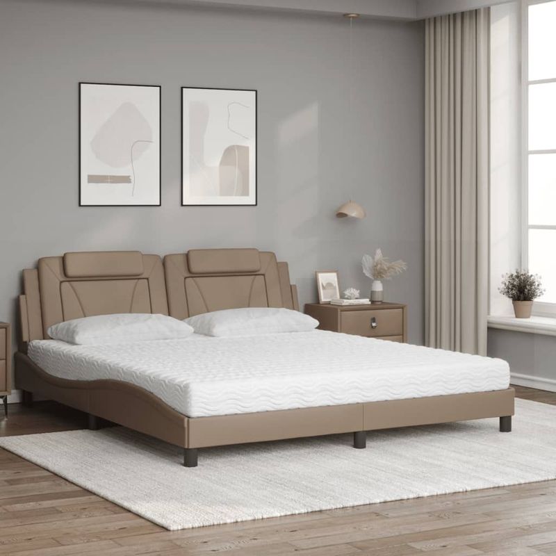 Casa si Gradina - Mobilier - Paturi si accesorii - Paturi - Pat cu saltea, cappuccino, 180x200cm piele ecologica - Infinity.ro