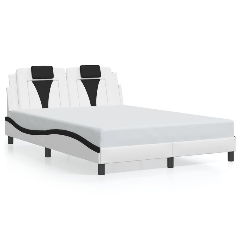 Casa si Gradina - Mobilier - Paturi si accesorii - Paturi - Cadru de pat cu LED, alb si negru, 140x200 cm, piele ecologica - Infinity.ro