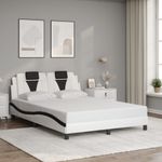 Casa si Gradina - Mobilier - Paturi si accesorii - Paturi - Cadru de pat cu LED, alb si negru, 140x200 cm, piele ecologica - Infinity.ro