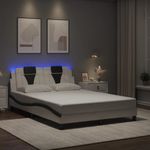 Casa si Gradina - Mobilier - Paturi si accesorii - Paturi - Cadru de pat cu LED, alb si negru, 140x200 cm, piele ecologica - Infinity.ro