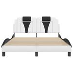 Casa si Gradina - Mobilier - Paturi si accesorii - Paturi - Cadru de pat cu LED, alb si negru, 140x200 cm, piele ecologica - Infinity.ro