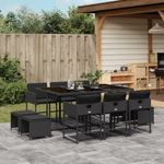Casa si Gradina - Gradina si terasa - Mobilier exterior - Seturi mobila gradina - Set mobilier de exterior cu perne, 11 piese, negru, poliratan - Infinity.ro