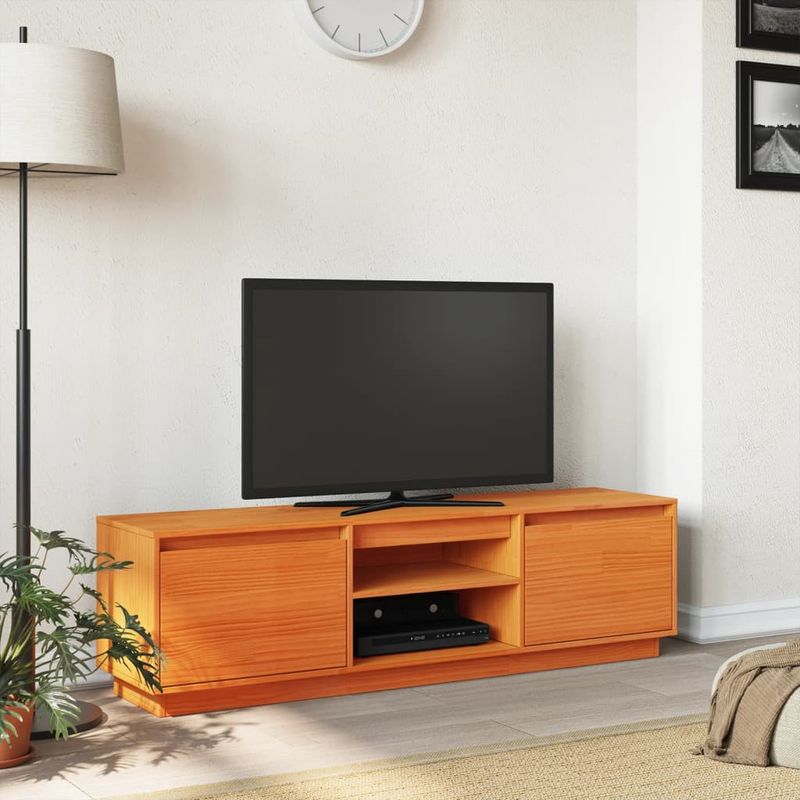 Casa si Gradina - Mobilier - Comode si corpuri - Comode - Dulap TV, maro ceruit, 140x35x40 cm, lemn masiv de pin - Infinity.ro