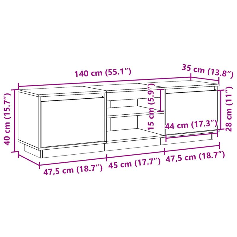 Casa si Gradina - Mobilier - Comode si corpuri - Comode - Dulap TV, maro ceruit, 140x35x40 cm, lemn masiv de pin - Infinity.ro