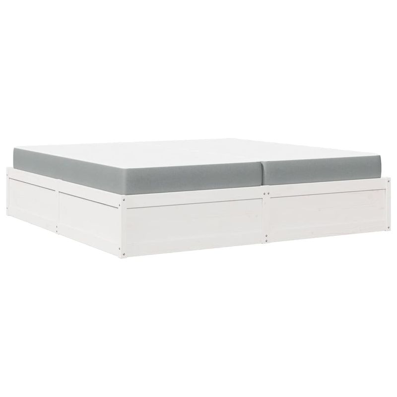 Casa si Gradina - Mobilier - Paturi si accesorii - Paturi - Pat cu saltea, 200x200 cm, alb, lemn masiv de pin - Infinity.ro