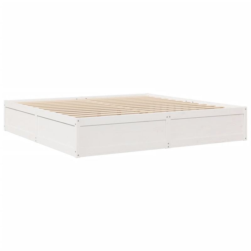 Casa si Gradina - Mobilier - Paturi si accesorii - Paturi - Pat cu saltea, 200x200 cm, alb, lemn masiv de pin - Infinity.ro