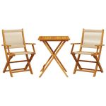 Casa si Gradina - Gradina si terasa - Mobilier exterior - Seturi mobila gradina - Set mobilier bistro, 3 piese, bej, polipropilena si lemn masiv - Infinity.ro