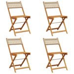 Casa si Gradina - Gradina si terasa - Mobilier exterior - Scaune si sezlonguri gradina - Scaune gradina pliabile 4 buc., bej, poliratan si lemn masiv - Infinity.ro