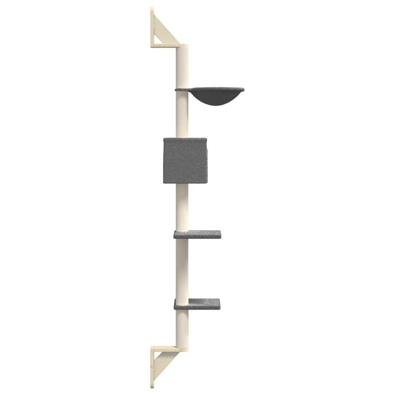 Petshop - Accesorii petshop - Jucarii animale - Ansambluri de joaca - Ansamblu pisici perete cu stalp zgariere, gri inchis, 187 cm - Infinity.ro