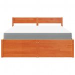 Casa si Gradina - Mobilier - Paturi si accesorii - Paturi - Pat cu sertare saltea, maro ceruit, 140x200 cm, lemn masiv pin - Infinity.ro