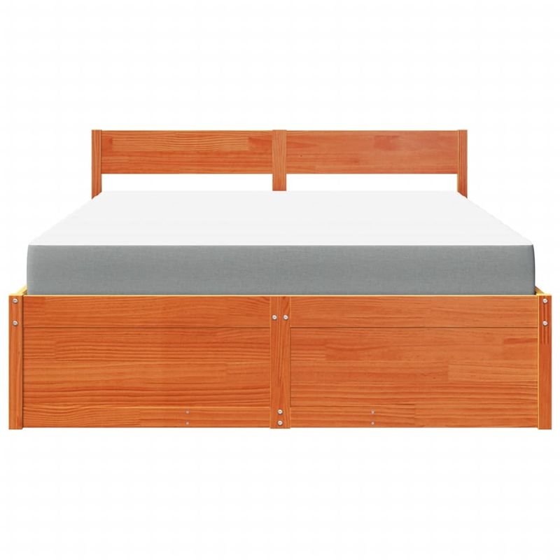 Casa si Gradina - Mobilier - Paturi si accesorii - Paturi - Pat cu sertare saltea, maro ceruit, 140x200 cm, lemn masiv pin - Infinity.ro