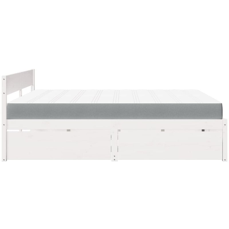 Casa si Gradina - Mobilier - Paturi si accesorii - Paturi - Pat cu sertare si saltea, alb, 200x200 cm, lemn masiv pin - Infinity.ro