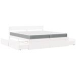 Casa si Gradina - Mobilier - Paturi si accesorii - Paturi - Pat cu sertare si saltea, alb, 200x200 cm, lemn masiv pin - Infinity.ro