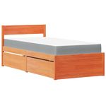 Casa si Gradina - Mobilier - Paturi si accesorii - Paturi - Pat cu sertare saltea, maro ceruit, 90x200 cm, lemn masiv pin - Infinity.ro