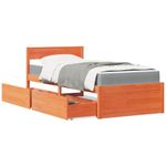 Casa si Gradina - Mobilier - Paturi si accesorii - Paturi - Pat cu sertare saltea, maro ceruit, 90x200 cm, lemn masiv pin - Infinity.ro