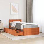 Casa si Gradina - Mobilier - Paturi si accesorii - Paturi - Pat cu sertare saltea, maro ceruit, 90x200 cm, lemn masiv pin - Infinity.ro