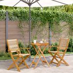 Casa si Gradina - Gradina si terasa - Mobilier exterior - Seturi mobila gradina - Set mobilier bistro, 3 piese, bej, polipropilena si lemn masiv - Infinity.ro