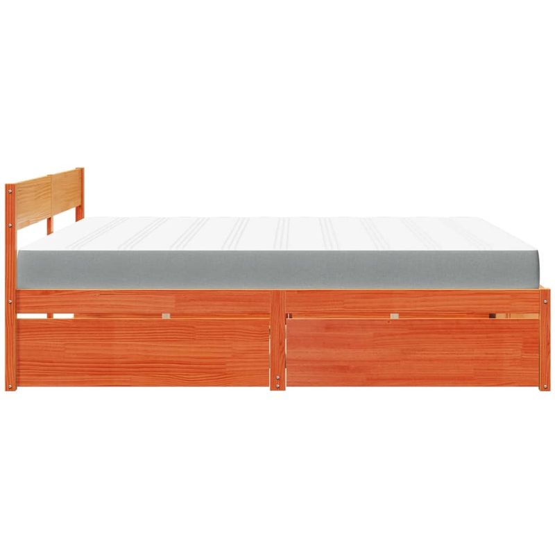 Casa si Gradina - Mobilier - Paturi si accesorii - Paturi - Pat cu sertare saltea, maro ceruit, 180x200 cm, lemn masiv pin - Infinity.ro