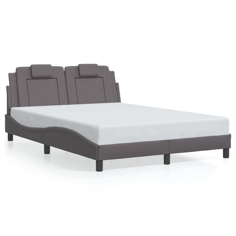 Casa si Gradina - Mobilier - Paturi si accesorii - Paturi - Cadru de pat cu lumini LED, gri, 140x190 cm, piele ecologica - Infinity.ro