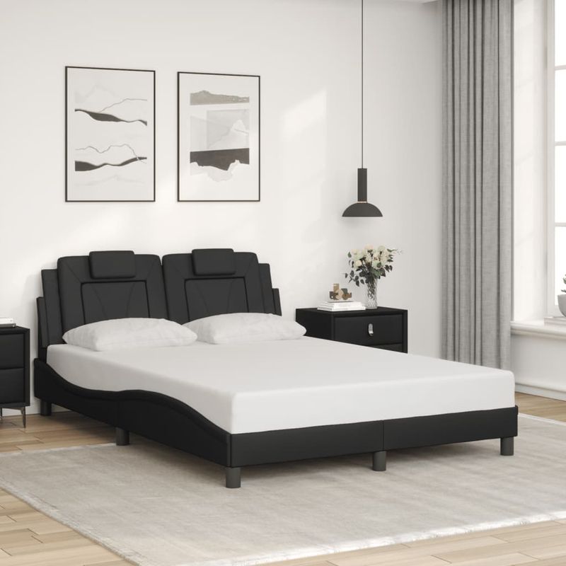 Casa si Gradina - Mobilier - Paturi si accesorii - Paturi - Cadru de pat cu lumini LED, gri, 140x190 cm, piele ecologica - Infinity.ro